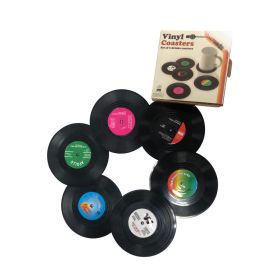 6pcs Record Design Coasters With Gift Box; Vinyl Record Coasters For Drinks Novelty ; Funny Absorbent Retro Style Home Decor; Hot Coffee Cup Placement