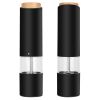 2Pcs Electric Salt and Pepper Grinder Battery Powered Salt Mill Sets With Adjustable Coarseness One Hand Easy Operation Visible Refilling Bottle