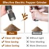 2Pcs Electric Salt and Pepper Grinder Battery Powered Salt Mill Sets With Adjustable Coarseness One Hand Easy Operation Visible Refilling Bottle