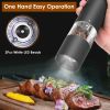 2Pcs Electric Salt and Pepper Grinder Battery Powered Salt Mill Sets With Adjustable Coarseness One Hand Easy Operation Visible Refilling Bottle