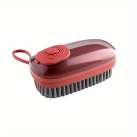 1pc; Multifunctional Hydraulic Cleaning Brush; Kitchen Washing Pot Brush; Household Cleaning Brush Three-piece Set Laundry Brush; Automatic Dosing Bru (Color: Red)