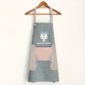 1pc Cute Cartoon Apron; Waterproof And Oil-proof Apron; Hand Wipeable Sleeveless Kitchen Cooking Apron; Cooking And Baking Supplies; Kitchen Tools (Color: Grey)