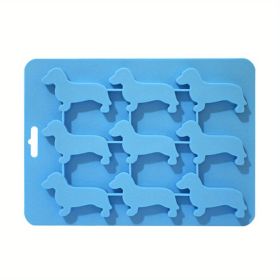 Ice Cube Silicone Tray Molds Trays Dog Mold Chocolate Dachshund Shaped Baking Candy Lid Jelly Mini Maker Fondant Puppy Release (Color: Light Blue)