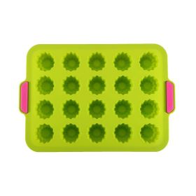 1pc 20 Cavity Jelly Tray; Food Grade Nonstick Silicone Mold; Pudding Fruit Ice Cube Mold; Kitchen Cooking Tools (Color: Green)