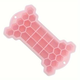 1pc Silicone Ice Tray With Lid; Large Capacity Ice Box; Bone Shaped Silicone Ice Tray; Homemade Ice Cube Mold; Kitchen Tools (Color: Pink)