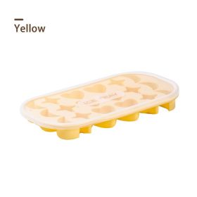 1pc 18 Holes Silicone Ice Tray With Cover; 18 Grids Flexible Ice Tray With Moon; Star And Heart-shaped Mold For DIY Handmade Ice Cube; Pink; Yellow; G (Color: Yellow)