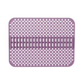 1pc Kitchen Silicone Drain Mat; Kitchen Sink Protection Anti-Scratch Mat; Non-Slip Card Bowl Card Position Mat; 16.93*12.6inch (Color: Purple, Quantity: 1pc)