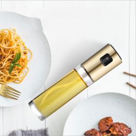 Olive Oil Mister Refillable Bottle Oil Dispenser with Oil Spray for Cooking Salad Grilling Roasting Air Fryer (Color: gold)