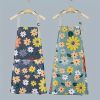 1pc Oil-proof And Waterproof Apron; Floral Pattern Kitchen Cooking Apron With Pocket