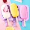 1pc Silicone Ice Cream Mold + Lid + 50pcs Ice Cream Stick Silicone Ice Cube Ice Cream Household Homemade Stick Ice Pop Mold Ice Hockey Mold Ice Cream